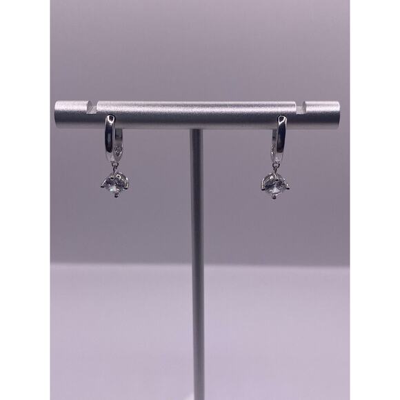 Beautiful Sterling Silver S925 Hoop With A CZ Drop Single Dangle - Picture 1 of 4